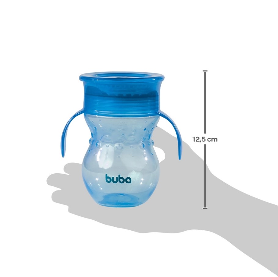 Copo de Treinamento 360 Bebê - com Alça - 270ml - Azul - Buba