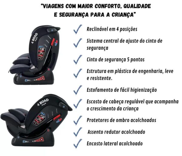 Cadeira de Auto Reclinável – 4 Road Burigotto 0-36kg SEM ISOFIX - Image 9